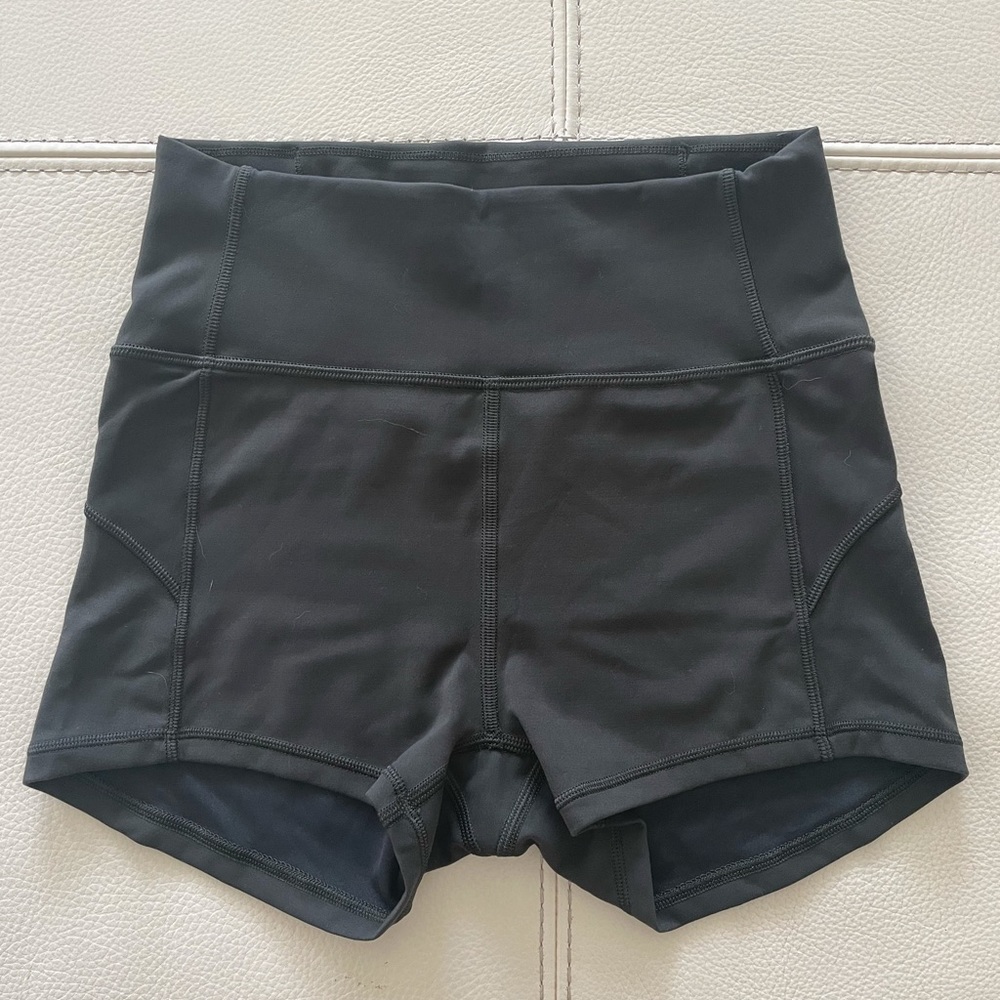 Lululemon lemon dark green bike shorts